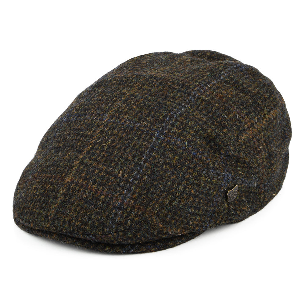 Gorra plana Stornoway de Harris Tweed a cuadros de Failsworth - Verde-Multi