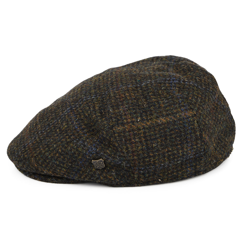 Gorra plana Stornoway de Harris Tweed a cuadros de Failsworth - Verde-Multi