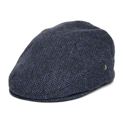 Gorra plana de Tweed Donegal diseño de espiga de City Sport - Azul Marino