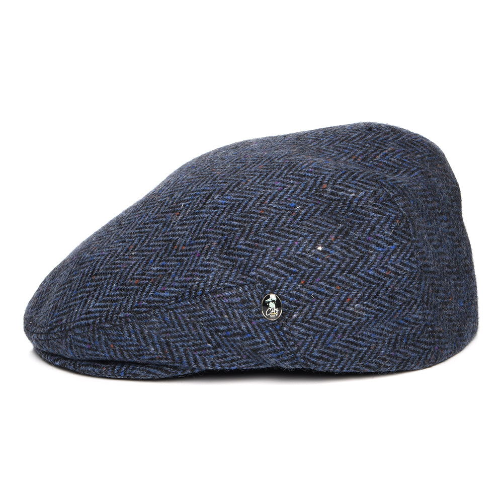 Gorra plana de Tweed Donegal diseño de espiga de City Sport - Azul Marino