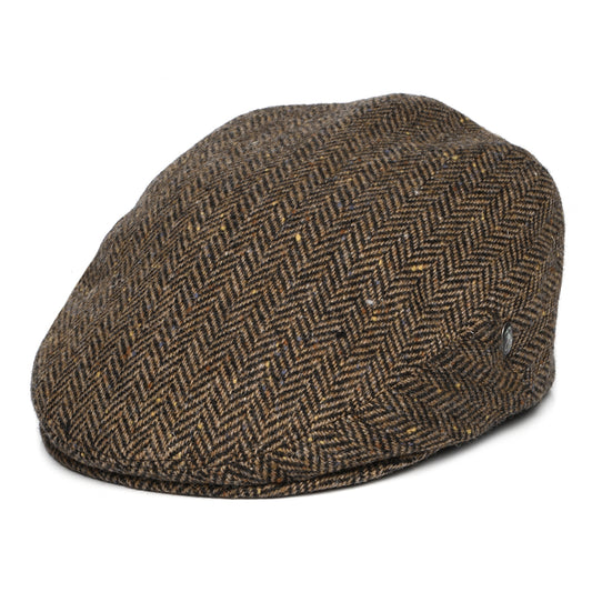 Gorra plana de Tweed Donegal diseño de espiga de City Sport - Marrón