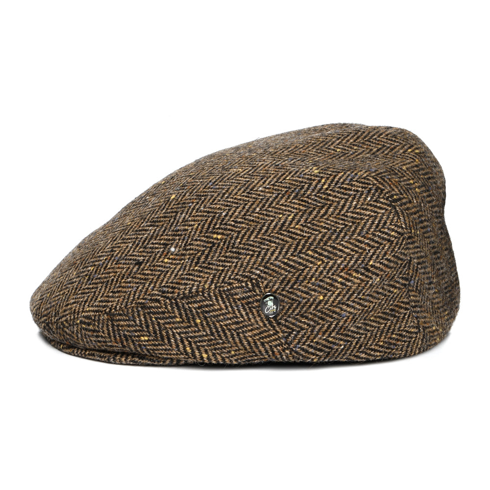 Gorra plana de Tweed Donegal diseño de espiga de City Sport - Marrón