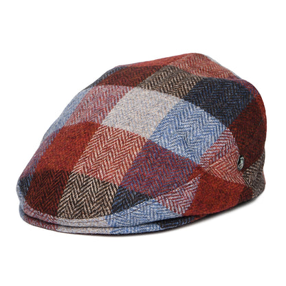 Gorra plana de Tweed Donegal con patrón de espiga de City Sport - Azul-Vino