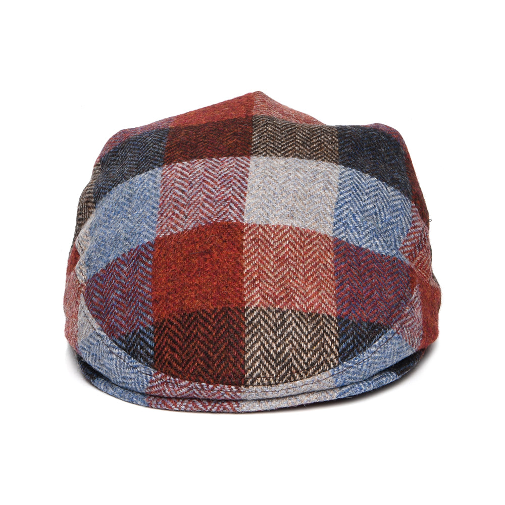 Gorra plana de Tweed Donegal con patrón de espiga de City Sport - Azul-Vino