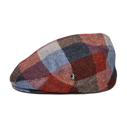 Gorra plana de Tweed Donegal con patrón de espiga de City Sport - Azul-Vino