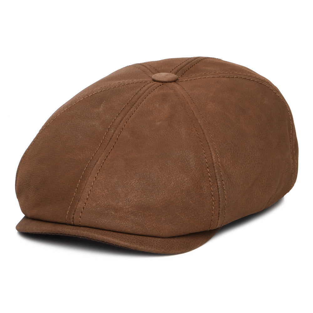 Gorra Newsboy de cuero de Stetson - Coñac