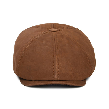 Gorra Newsboy de cuero de Stetson - Coñac