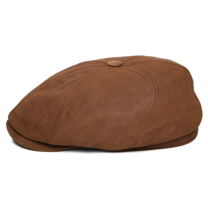 Gorra Newsboy de cuero de Stetson - Coñac