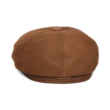 Gorra Newsboy de cuero de Stetson - Coñac