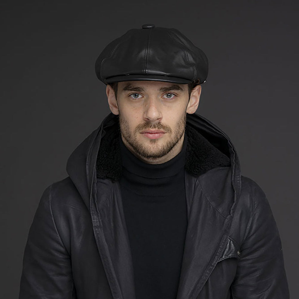 Gorra Newsboy Noclin de piel de Bailey - Negro