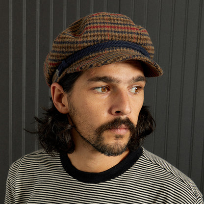 Gorra marinera pata de gallo de Brixton - Marrón Claro-Azul Marino