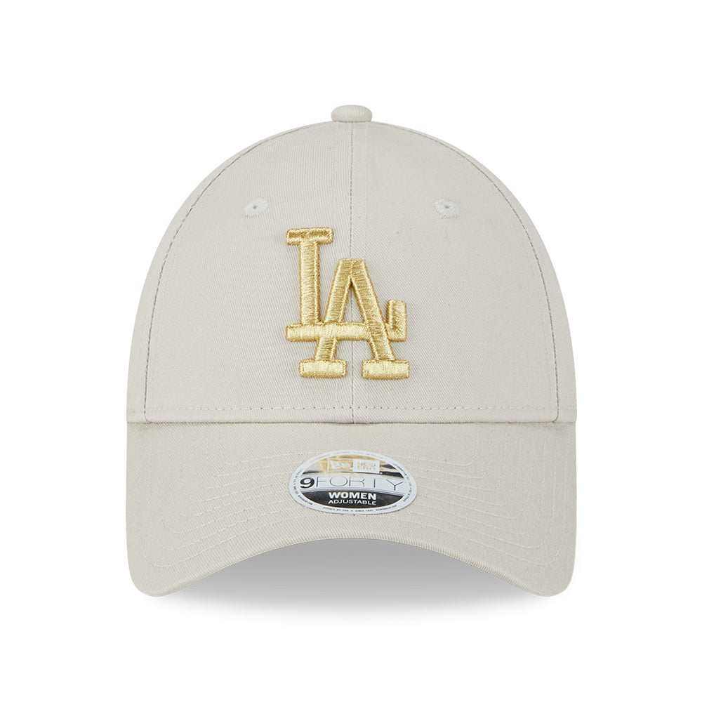 Gorra de béisbol mujeres 9FORTY MLB Metallic Logo L.A. Dodgers de New Era - Gris Piedra-Dorado