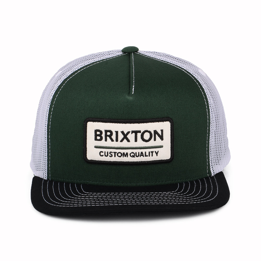 Gorra Trucker Palmer Proper MP de Brixton - Verde-Negro Lavado-Blanco