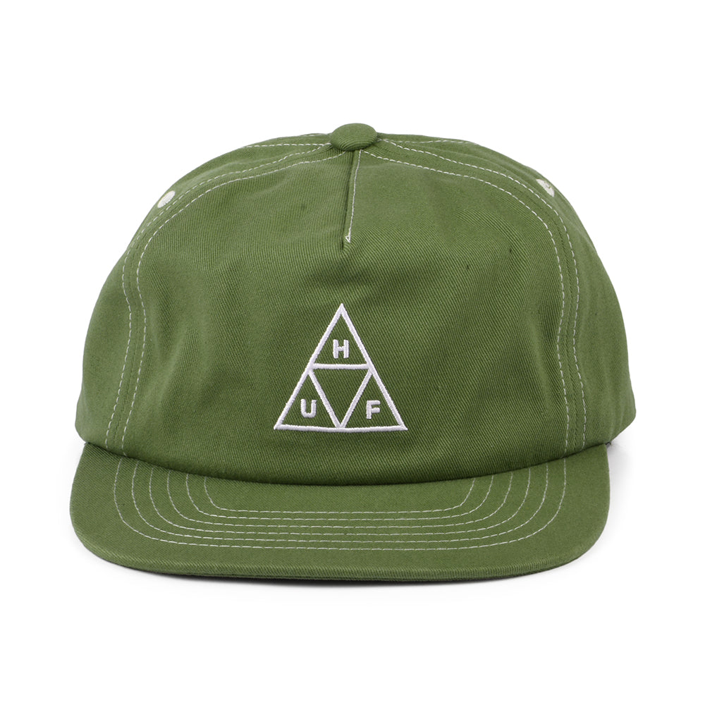 Gorra Snapback Triple Triangle sin estructurar de HUF - Verde Oliva Claro-Blanco