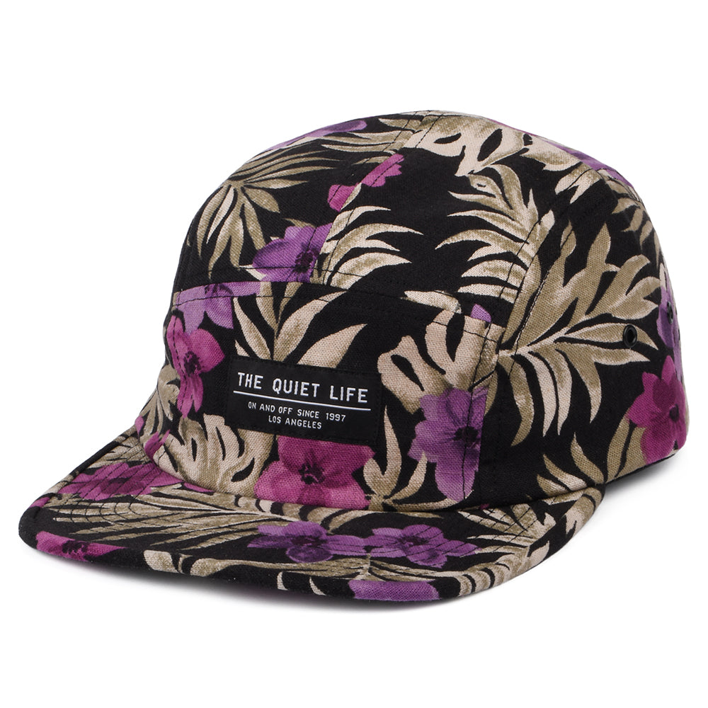 Gorra 5 paneles de algodón orgánico Floral de The Quiet Life - Negro-Morado