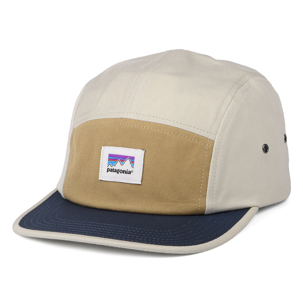 Gorra 5 paneles Graphic Maclure de algodón orgánico de Patagonia - Beige Arena-Azul