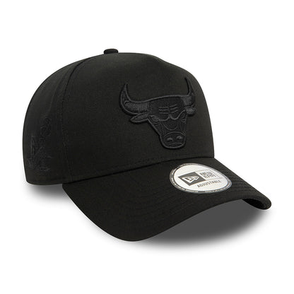 Gorra Snapback A-Frame NBA Monochrome Chicago Bulls de New Era - Negro sobre Negro