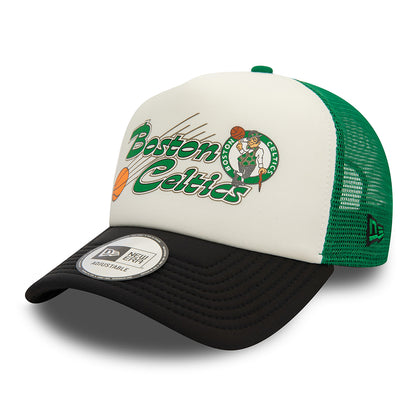 Gorra Trucker A-Frame NBA Graphic Boston Celtics de New Era - Blanco Roto-Negro-Verde