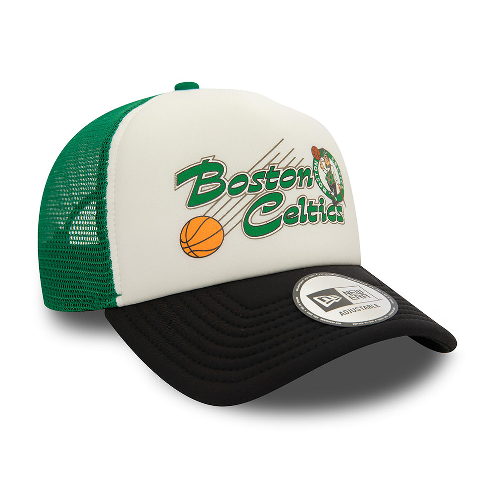 Gorra Trucker A-Frame NBA Graphic Boston Celtics de New Era - Blanco Roto-Negro-Verde