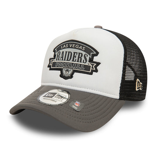 Gorra Trucker A-Frame NFL Retro Graphic Las Vegas Raiders de New Era - Blanco-Grafito-Negro