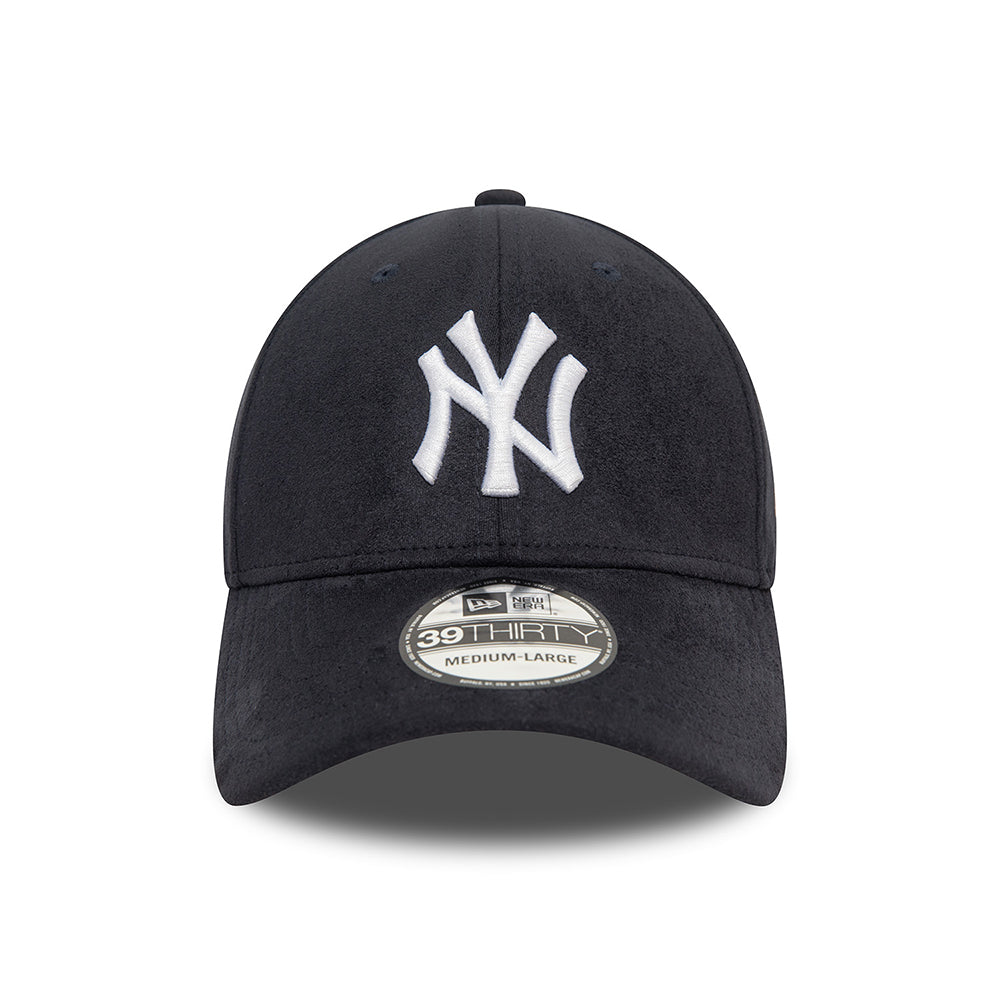 Gorra de béisbol 39THIRTY MLB Faux Suede New York Yankees de New Era - Azul Marino-Blanco