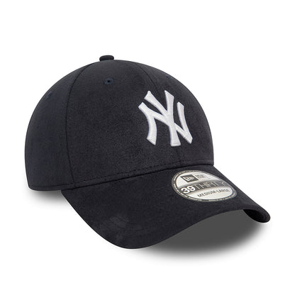 Gorra de béisbol 39THIRTY MLB Faux Suede New York Yankees de New Era - Azul Marino-Blanco