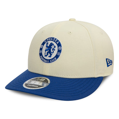 Gorra Snapback 9FIFTY Perfil Bajo Lion Crest Chelsea FC de New Era - Blanco Roto-Azul