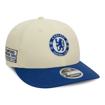 Gorra Snapback 9FIFTY Perfil Bajo Lion Crest Chelsea FC de New Era - Blanco Roto-Azul