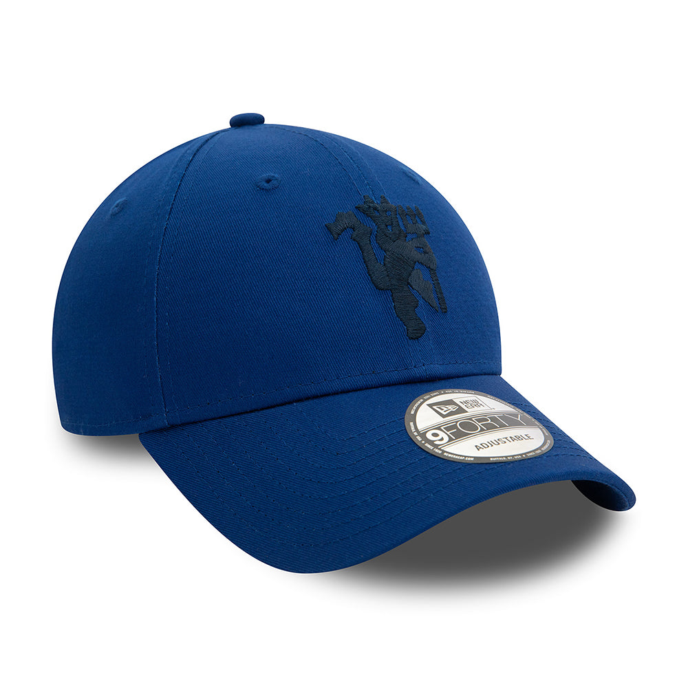 Gorra de béisbol 9FORTY Emblema del Diablo Manchester United FC de New Era - Azul Real