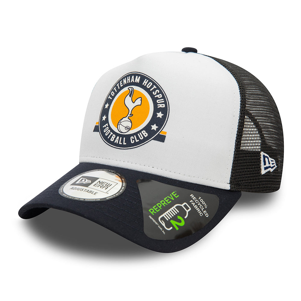 Gorra Trucker A-Frame Graphic Repreve Tottenham Hotspur FC de New Era - Azul Marino-Blanco