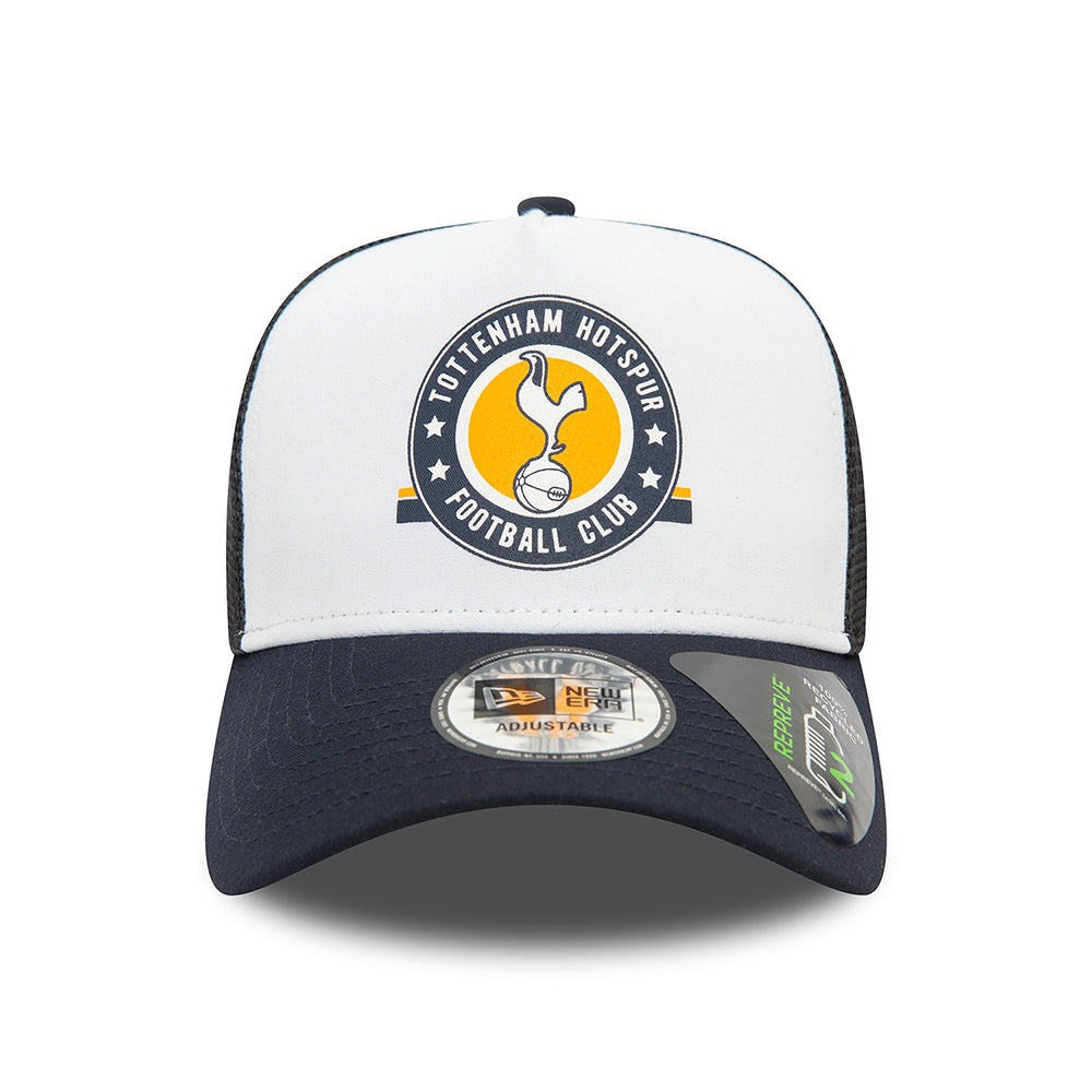 Gorra Trucker A-Frame Graphic Repreve Tottenham Hotspur FC de New Era - Azul Marino-Blanco