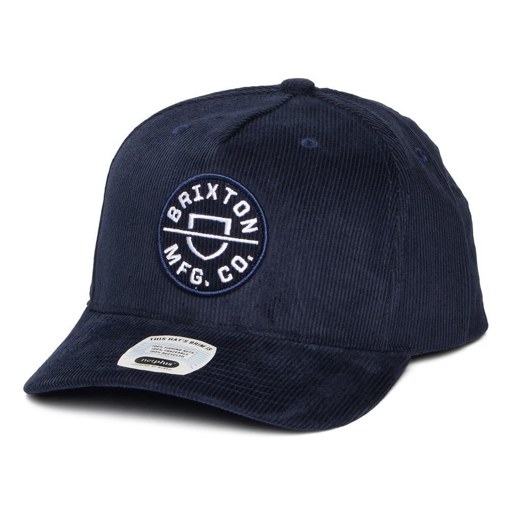 Gorra Snapback Crest C NetPlus MP de pana de Brixton - Azul Marino Lavado