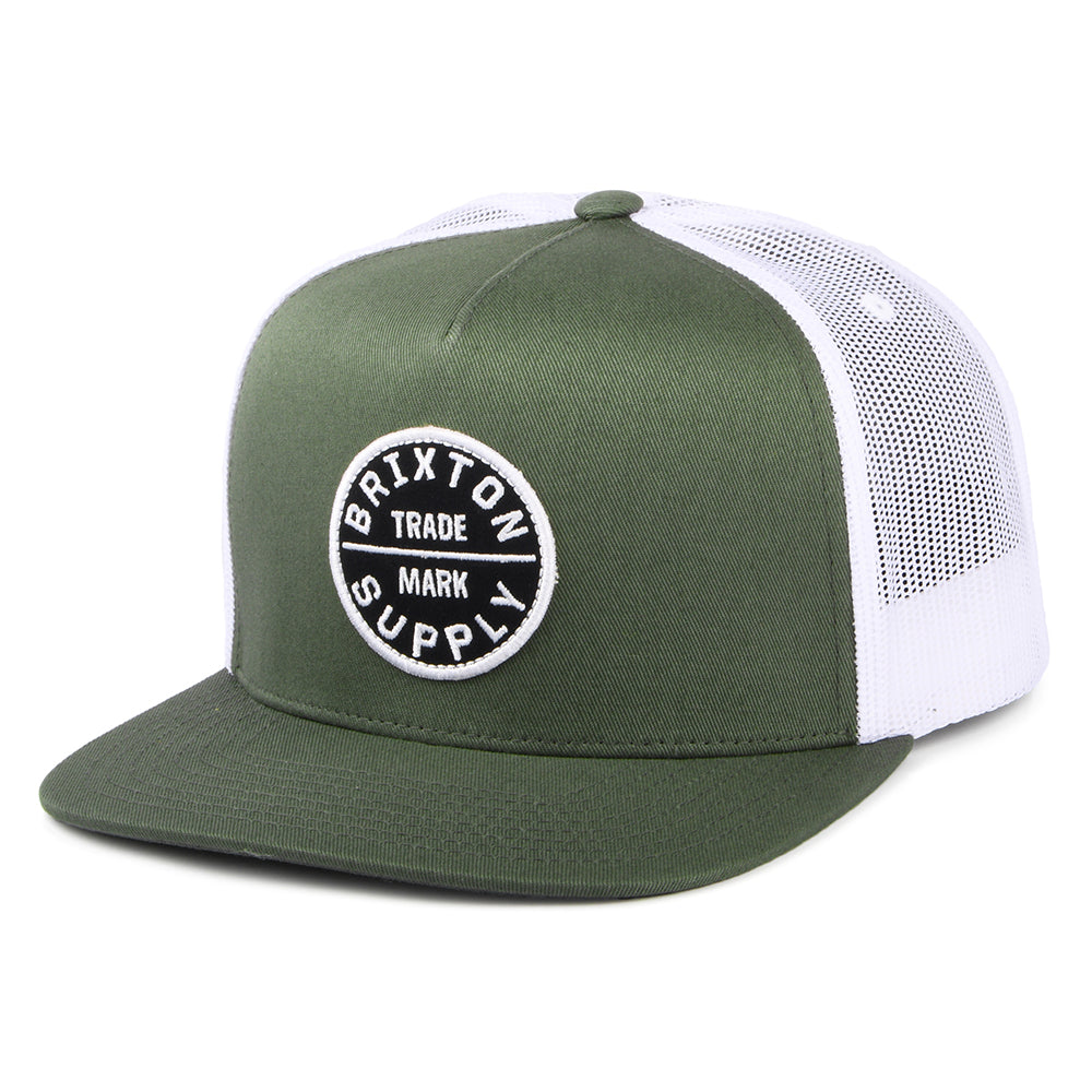 Gorra Trucker Oath MP de Brixton - Salvia Oscuro-Blanco