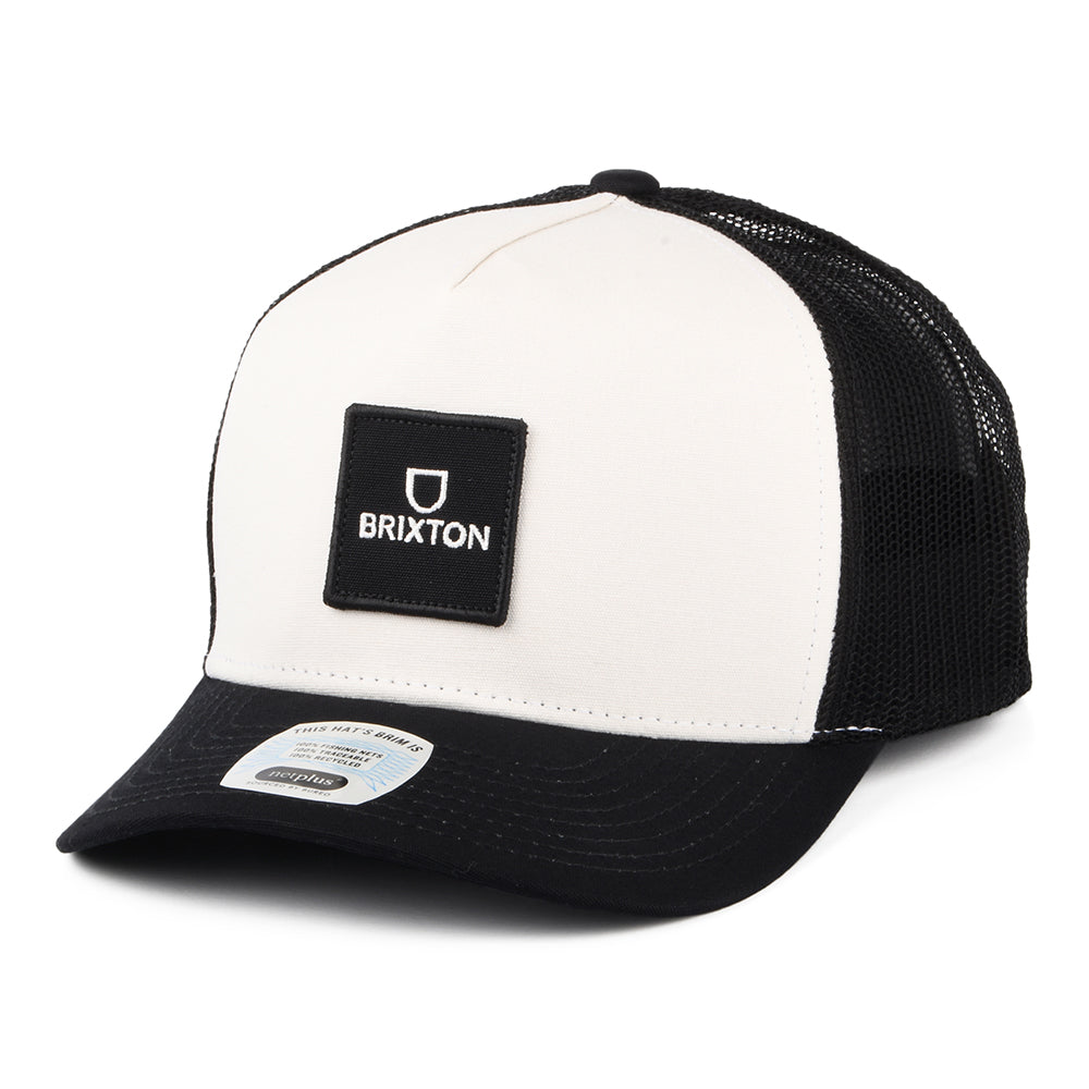 Gorra Trucker Alpha Block NetPlus MP de Brixton - Blanco Roto-Negro