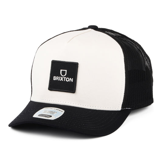 Gorra Trucker Alpha Block NetPlus MP de Brixton - Blanco Roto-Negro