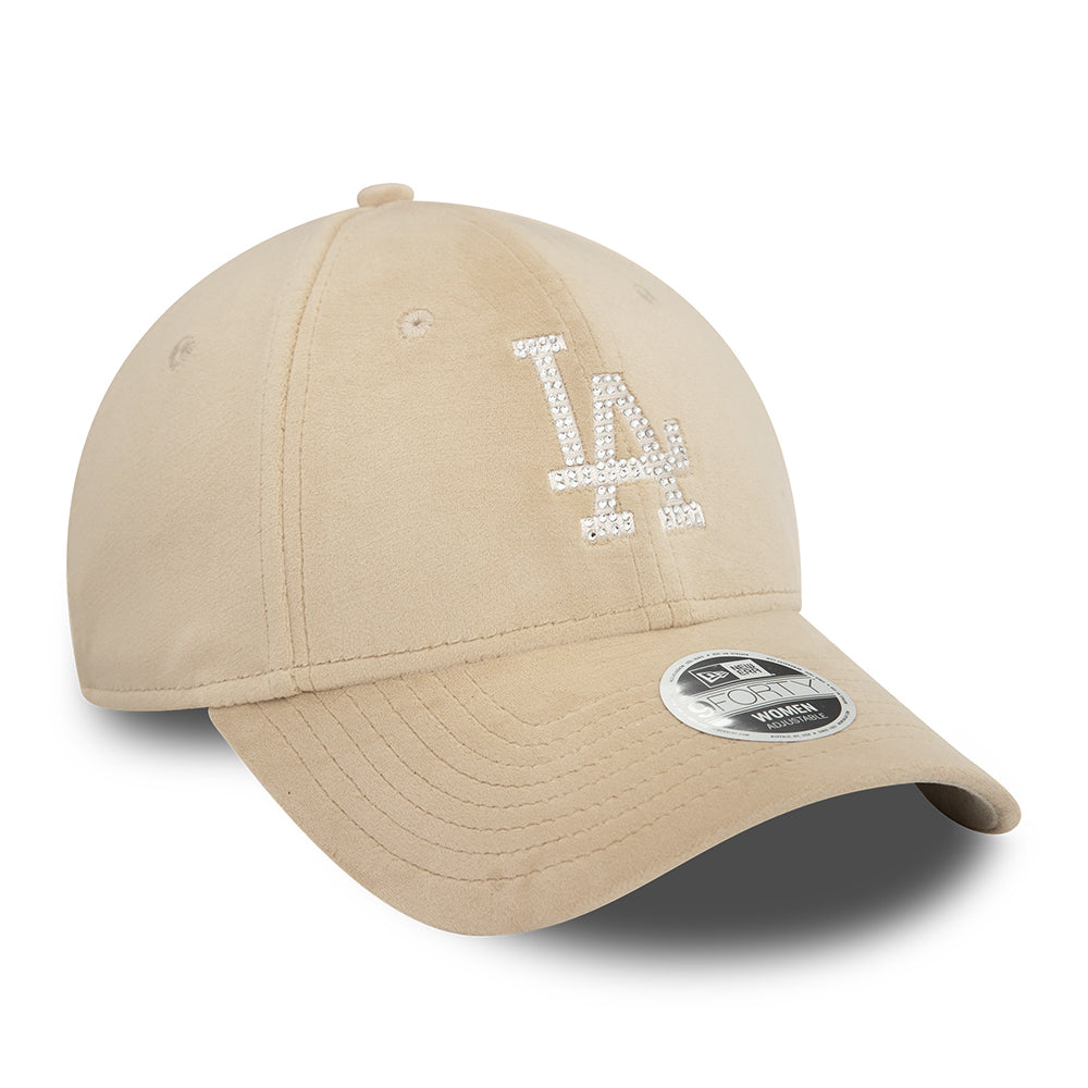 Gorra de béisbol 9FORTY - MLB Velour Diamante L.A. Dodgers para mujeres de New Era - Piedra