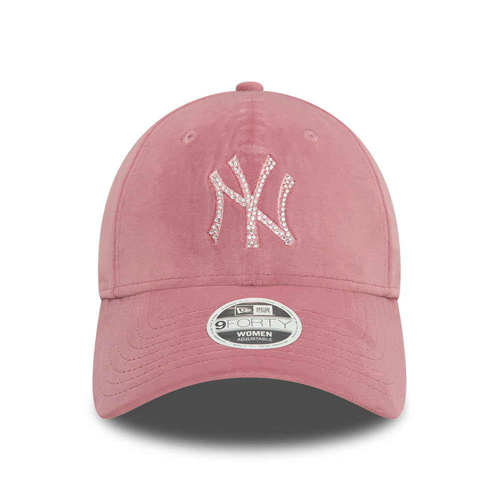 Gorra de béisbol 9FORTY - MLB Velour Diamante New York Yankees para mujeres de New Era - Rosa