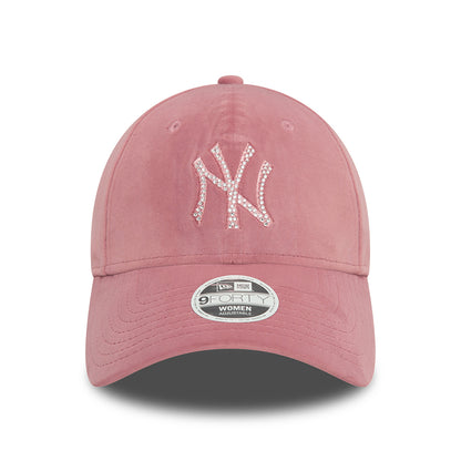 Gorra de béisbol 9FORTY - MLB Velour Diamante New York Yankees para mujeres de New Era - Rosa