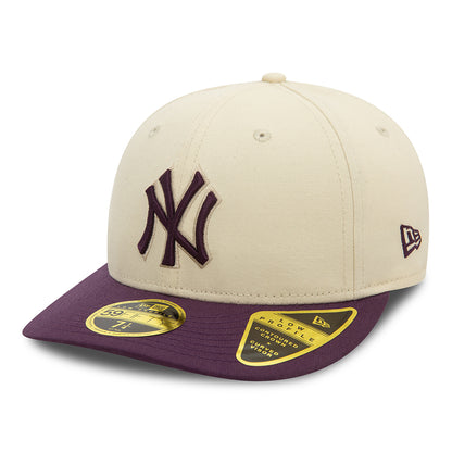 Gorra de béisbol 59FIFTY Perfil Bajo MLB Seasonal World Series New York Yankees de New Era - Crema Claro-Ciruela