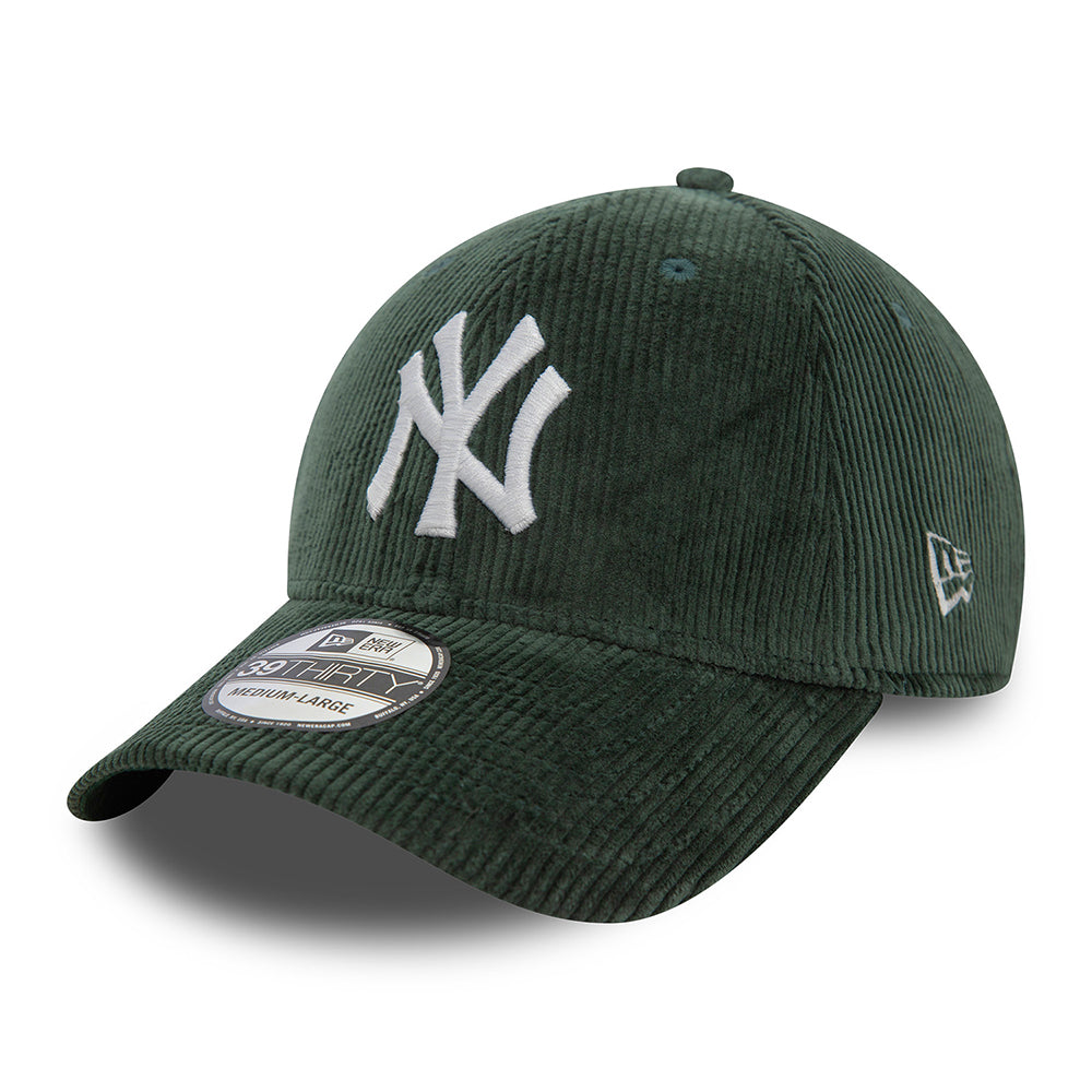 Gorra de béisbol 39THIRTY MLB Cord New York Yankees de New Era - Verde Oscuro-Blanco