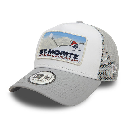 Gorra Trucker A-Frame - Ski Patch St. Moritz de New Era - Gris-Blanco