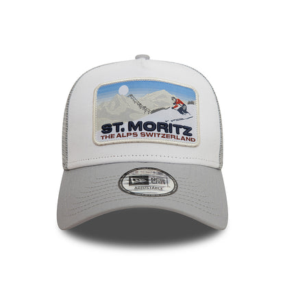 Gorra Trucker A-Frame - Ski Patch St. Moritz de New Era - Gris-Blanco