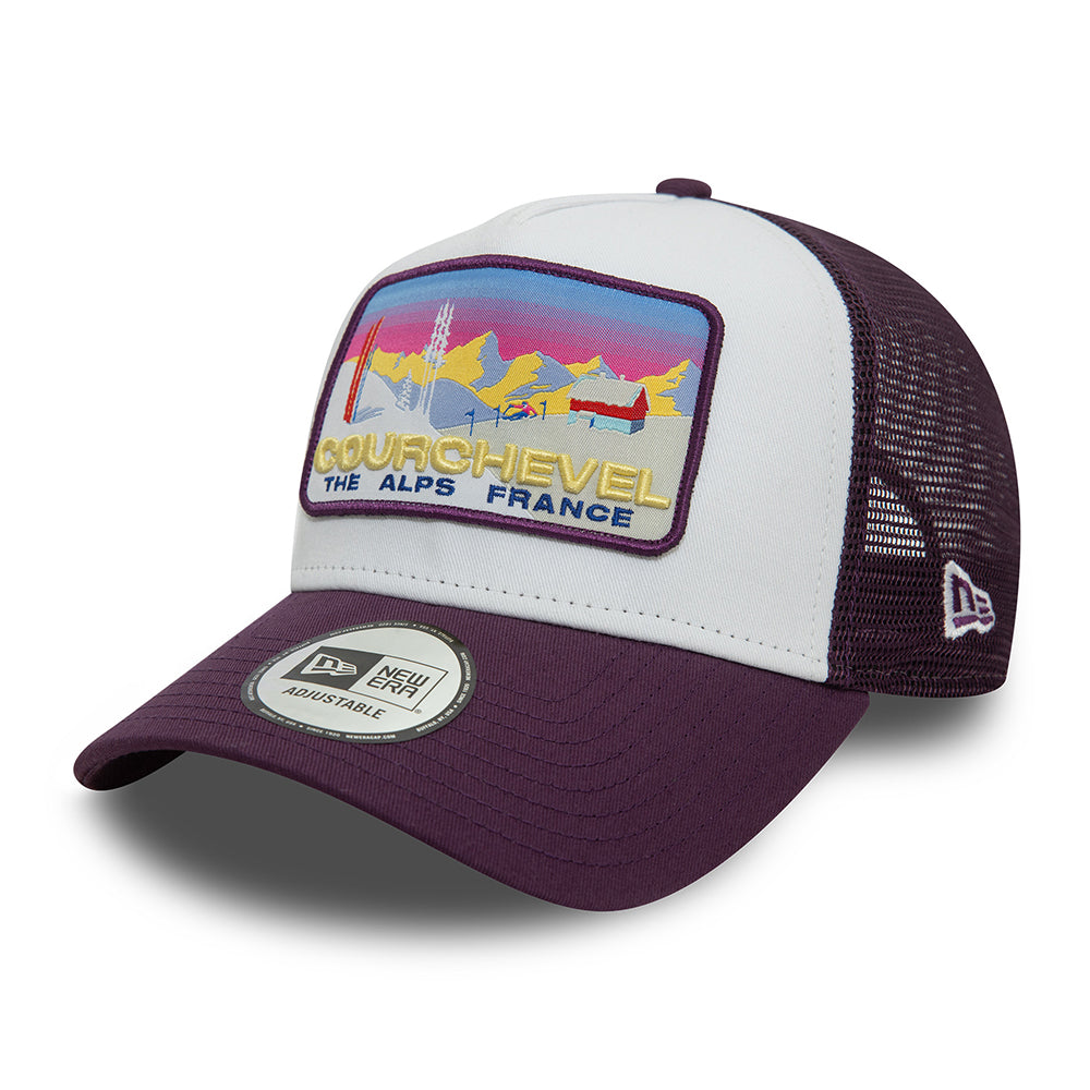 Gorra Trucker A-Frame - Ski Patch Courchevel de New Era - Ciruela-Blanco