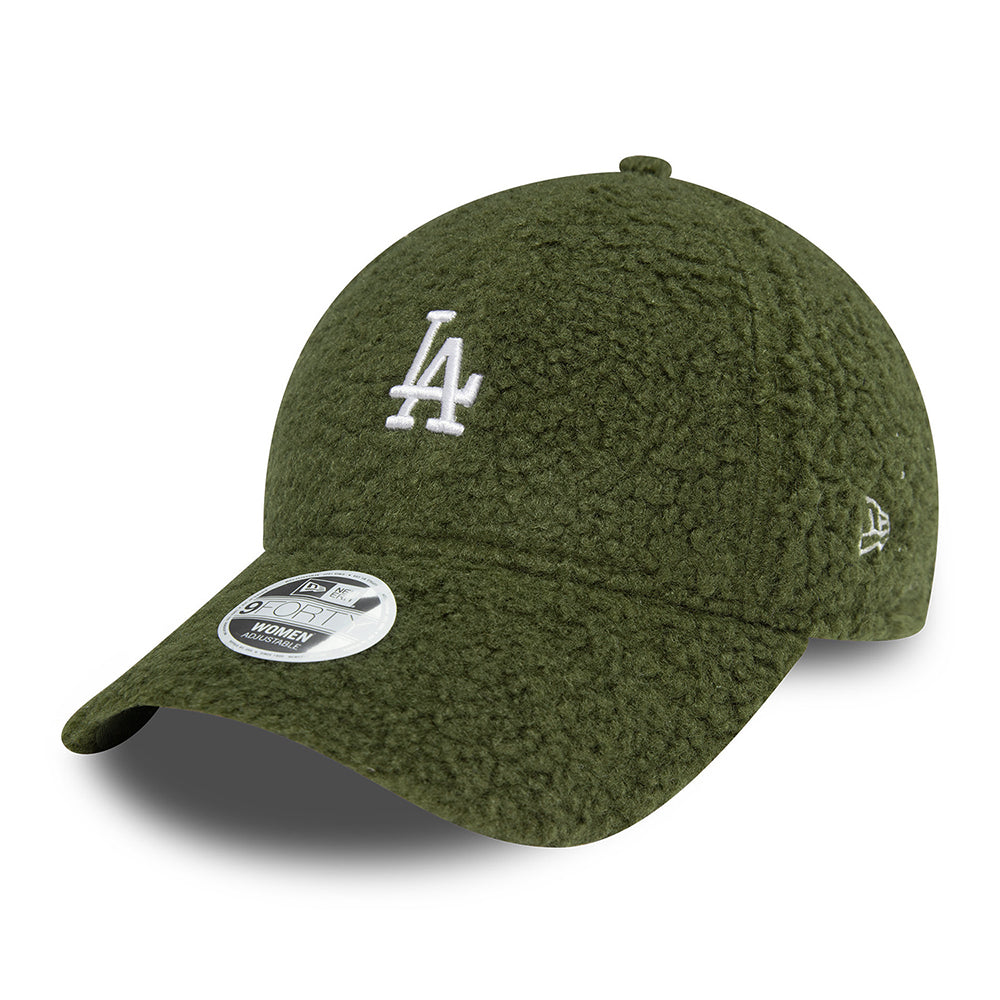 Gorra de béisbol 9FORTY MLB Borg L.A. Dodgers para mujeres de New Era - Oliva-Blanco