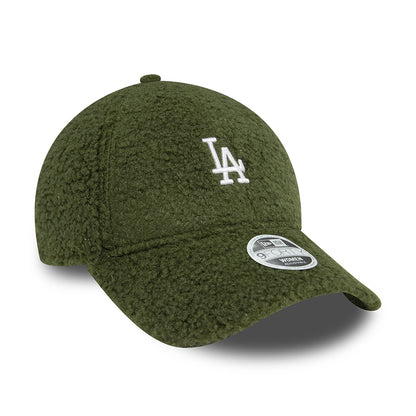 Gorra de béisbol 9FORTY MLB Borg L.A. Dodgers para mujeres de New Era - Oliva-Blanco