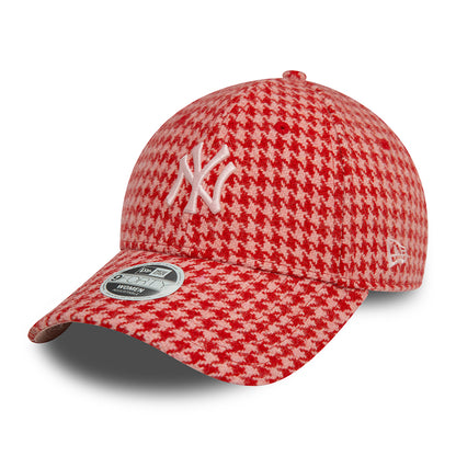 Gorra de béisbol 9FORTY - MLB Houndstooth New York Yankees para mujeres de New Era - Rosa-Escarlata