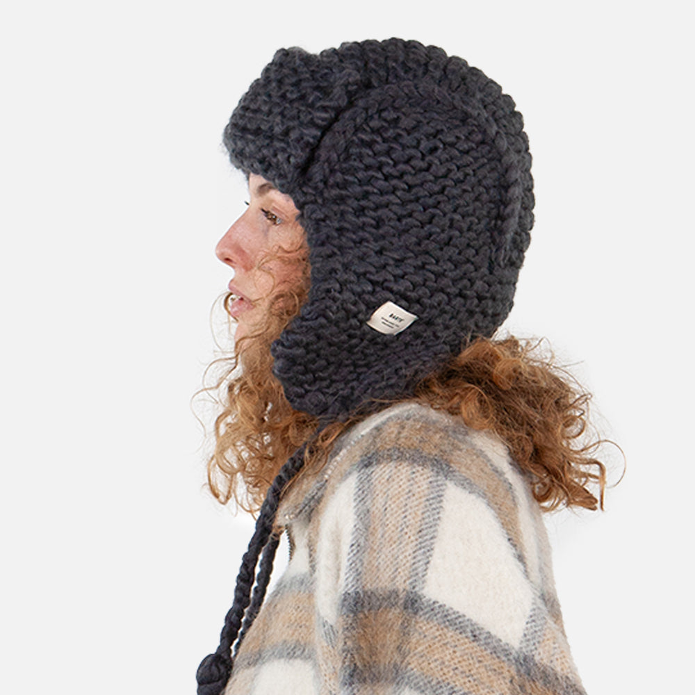 Gorro Aviador Brubru tejido a mano de Barts - Antracita