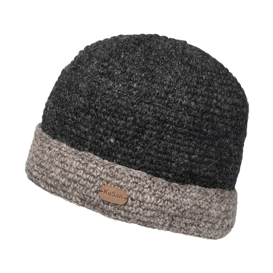 Gorro Beanie Turn up Crochet de Kusan - Antracita