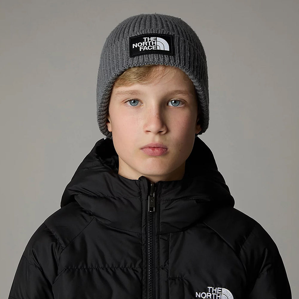 Gorro Beanie niños TNF Box Logo con vuelta de The North Face - Gris Medio