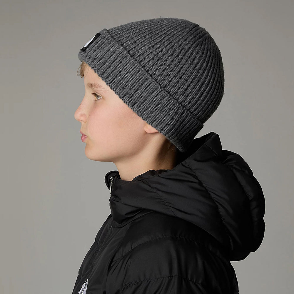 Gorro Beanie niños TNF Box Logo con vuelta de The North Face - Gris Medio